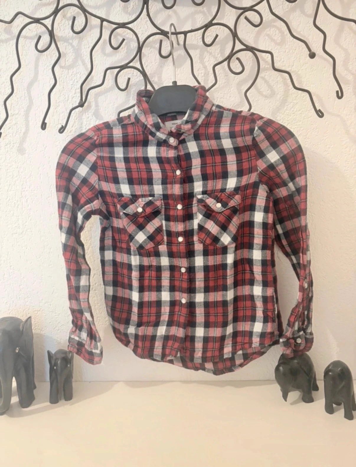 Camisa xadrez vermelha e preta Young Dimension - 5/6 anos (116cm) – photo 2